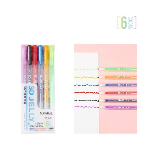 3D Glossy Jelly Pen - 12 Colors Candy Color Gel Ink Pen, Art Supplies Markers - Picture 9 of 10