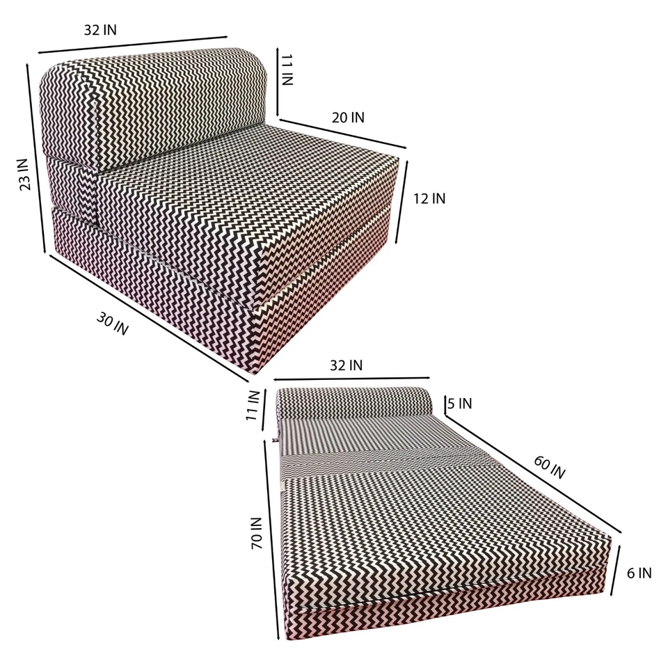 Silla Cama Plegable Camas de Espuma, Cama Plegable Portátil 6 x32x70 Zig Zag Foto 3 de 4