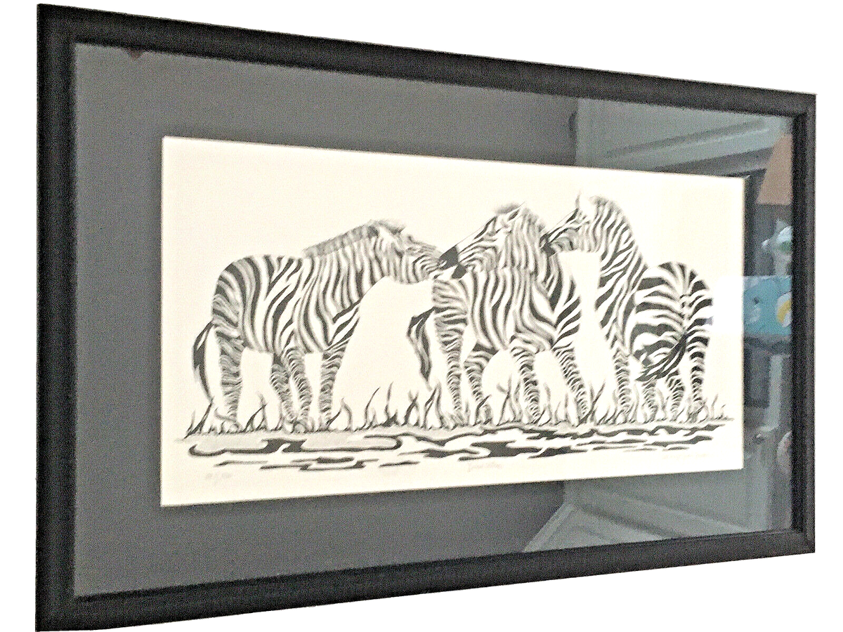 Vintage Audrey Lyons Griggs Zebra Three, Signed, Numbered Fine Art