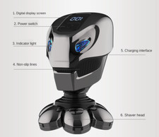 7D Cordless Shaver Hair Trimmer Men’s 5-In-1 Electric Head Shaver Razor Men Wet 12