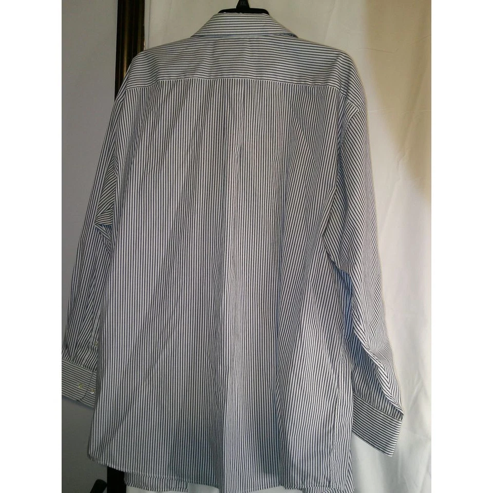 US Polo Assn Blue and White Striped Long Sleeve Dress Shirt XXL 18-18 1/2 34/35 - Image 2 of 3