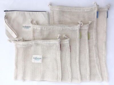 7 Cotton Mesh Reusable Produce Eco Friendly Vegetable Fruit Grocery Laundry Bags