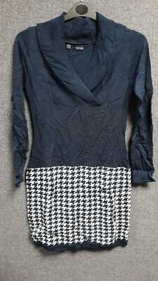 Bodyflirt Houndstooth Jumper Dress Navy UK Small LN102 LL 03