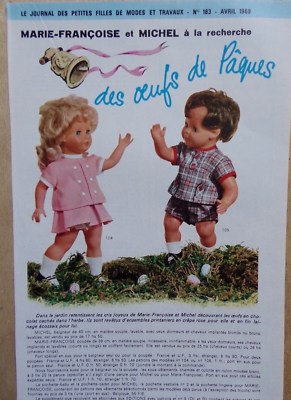 Page De Magazine Modes Et Travaux Avril 1969 - Patrons Poupées Marie-Françoise, Michel - Occasion
