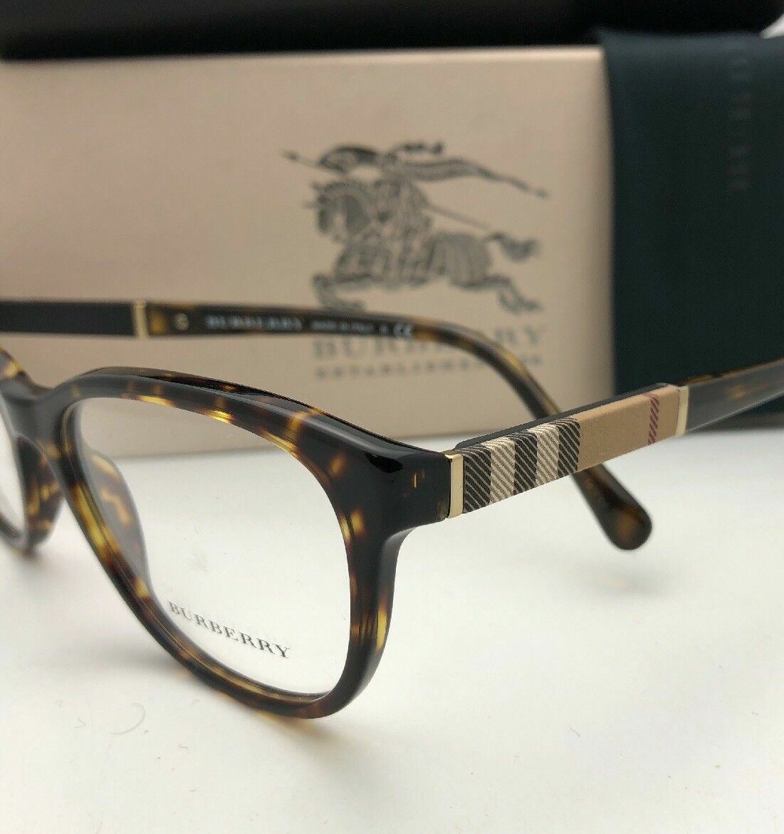 New BURBERRY Eyeglasses B 2172 3002 52-16 Tortoise & Gold Frame w