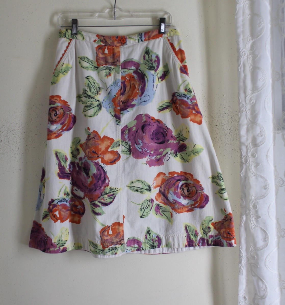 j.jill -Sz 6 Charming Art-to-Wear ROSE Watercolor Floral A-Line