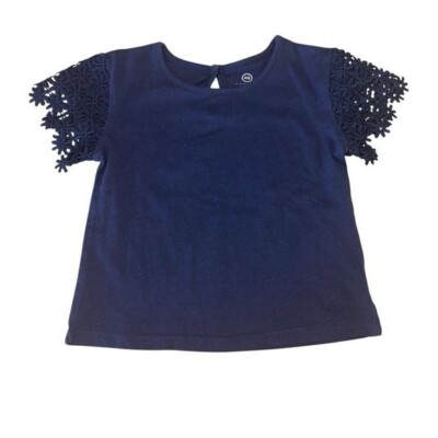 Ag Adriano Goldschmied Blouse Lace Sleeves Navy Blue Size 3T
