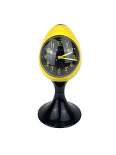 Blessing Wecker Space-Age Tulpensockel Tulpenfuß Gelb Schwarz Tischuhr Automatik