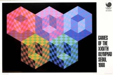 VICTOR VASARELY "Hexa 5" Seoul Korea 1988 Orig.Olympic Lithograph Poster op art
