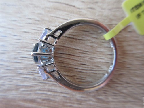 London Blue Topaz, Tanzanite, White Topaz Ring Platinum/Sterling Sz 5, 8 Option - Picture 4 of 7