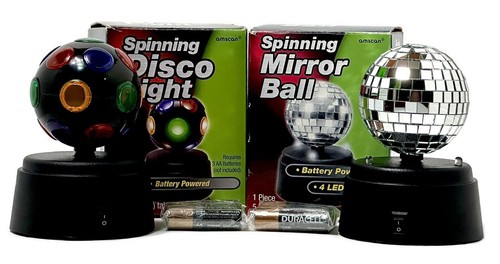 Disco Balls LED 1 Multicolored & 2 Mirrored Flashing Novelty Light W/ Batteries - Picture 2 of 15