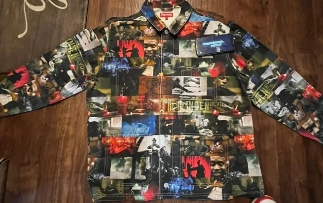 Veste en jean collage ventre Supreme Nas et DMX XL