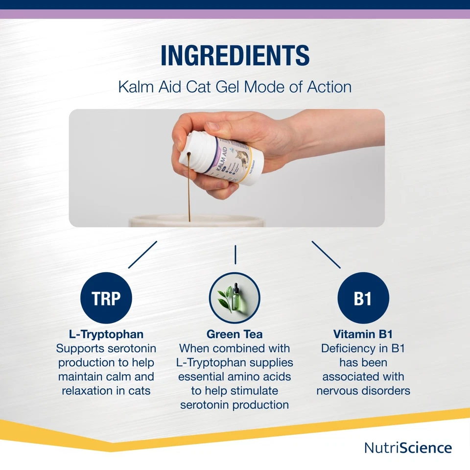 KalmAid Cat Gel - Reduce Nervousness - Separation Anxiety - Stress & Vet Visits - Image 3 of 4