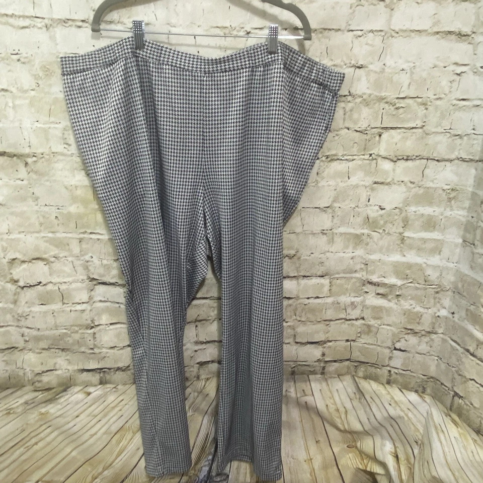 Pantalones Ulla Popken para mujer talla grande 28/30 negro blanco pata de gallo calce relajado K25 Foto 2 de 4