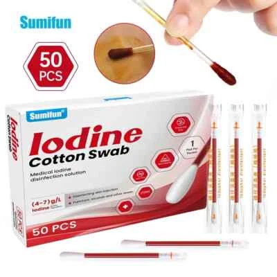 SUMIFUN New 50pcs Iodine Cotton Swab Disinfection Solution Mild And Non - Irritating