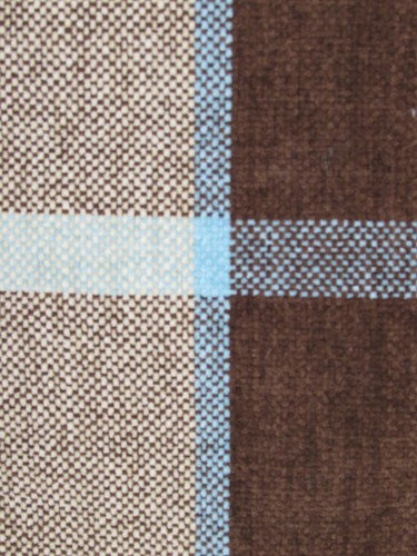 Cushion Cover, Brown, Beige, Pale Blue, Check, Chenille, 18", Soft, Cosy. - Picture 7 of 12