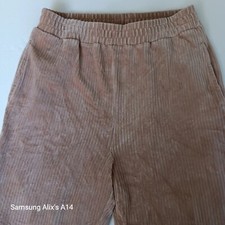 H M Tan Corduroy High Rise Ankle Length Joggers Pant Size M Pockets