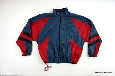 Nike Men's Y2K Navy Blue Maroon Full Zip Windbreaker Jacket Size