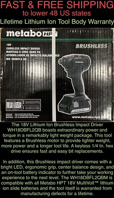 FREE SHIP Metabo HPT 18V Brushless Impact Driver w/ Battery&Charger WH18DBFL2QB