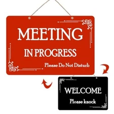 Meeting in Progress Sign,Do Not Disturb Sign,In Session Office Door PVC