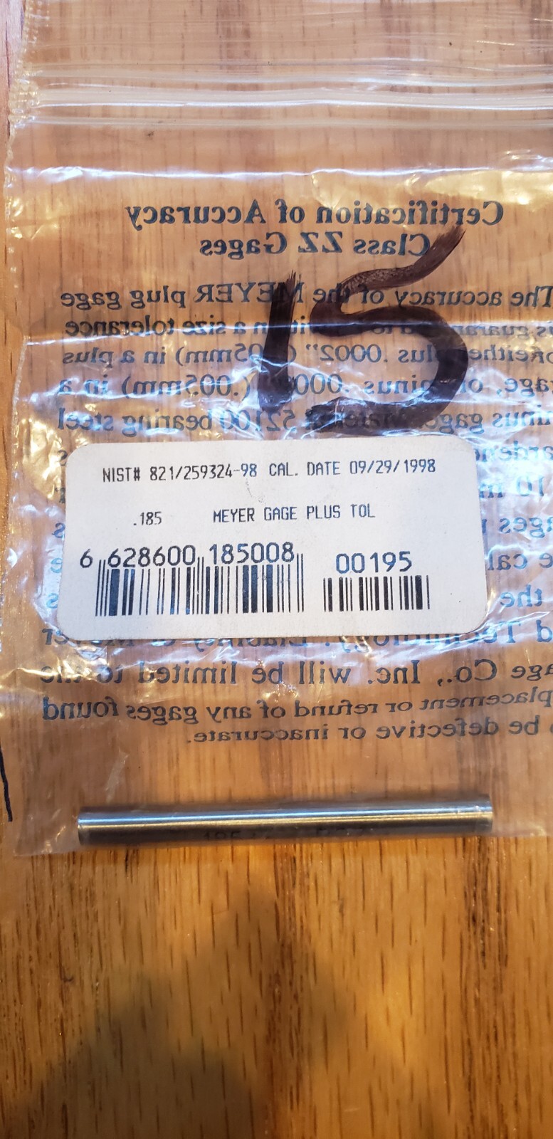 Meyer .185 English class ZZ Plus gage pin eBay