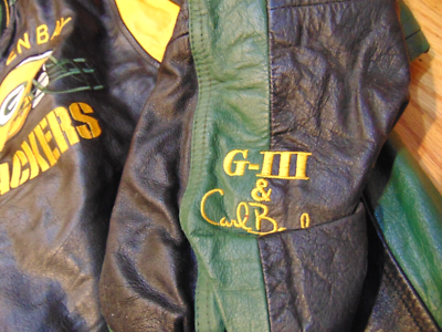VINTAGE G-III CARL BANKS NFL GREEN BAY PACKERS REAL LEATHER JACKET
