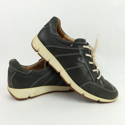 Ecco Shoes Womens 9 Black Leather Trainers Sneakers Stitch Soft Chase Latex 40