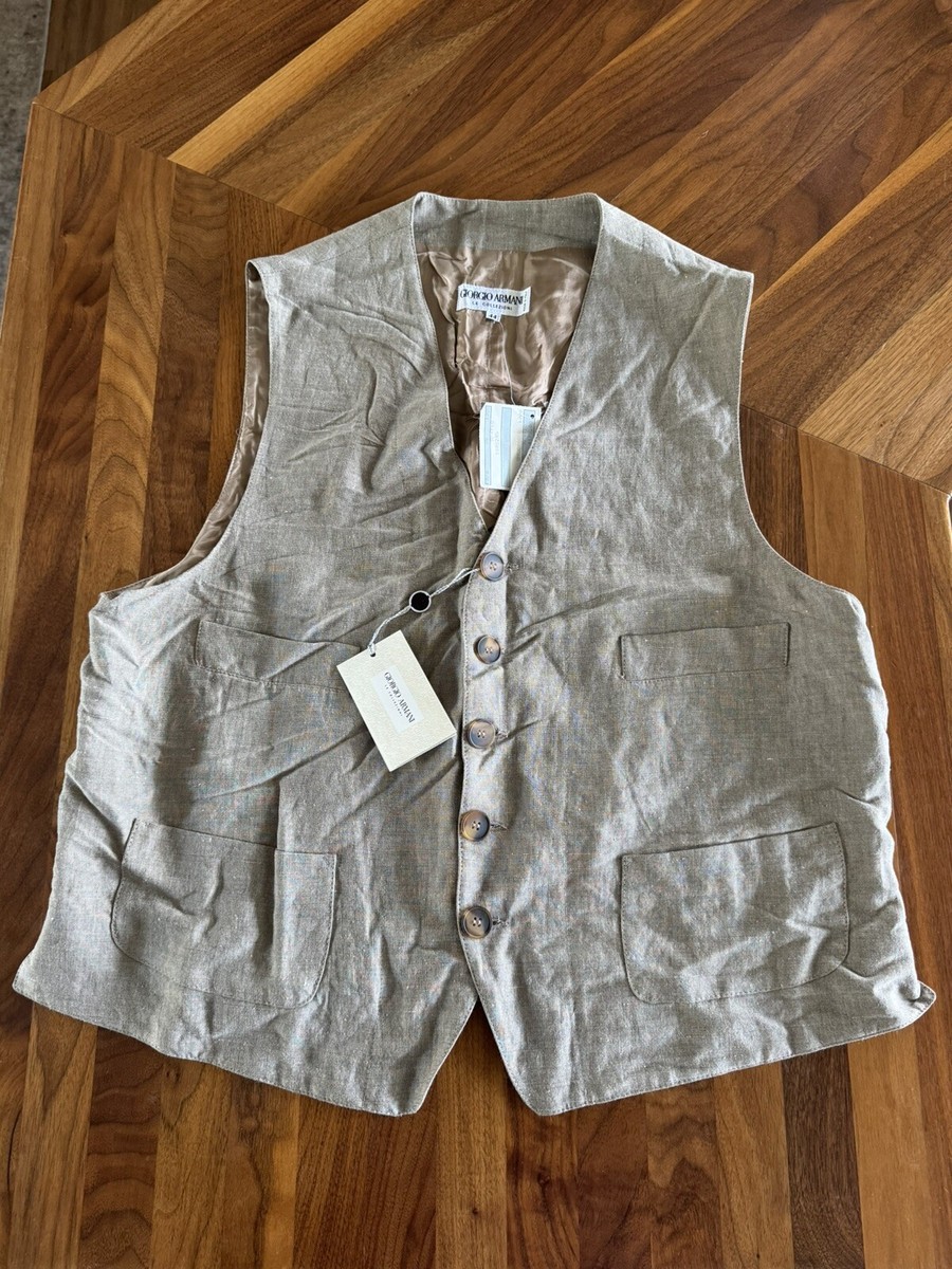 Vintage Giorgio Armani Le Collezioni Tan Vest Italy Men's Sz