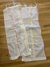 Set Pottery Barn Kids Sheer White Curtain Panels Pink Yellow BricBrac Ribbon Tie
