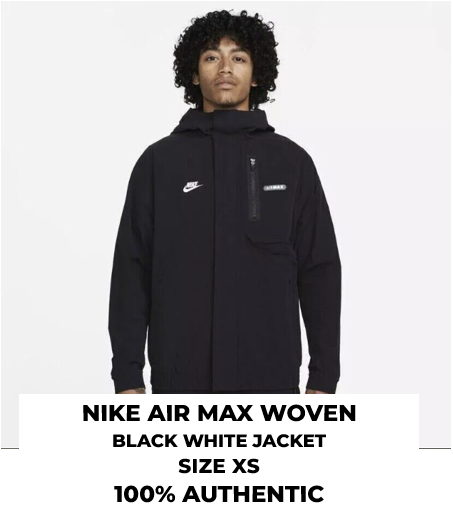 Nike Air Max Woven Jacket XS Black White Men's Windbreaker FN0243