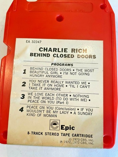 8 Track Tape CHARLIE RICH - BEHIND CLOSED DOORS - Foto 2 di 3