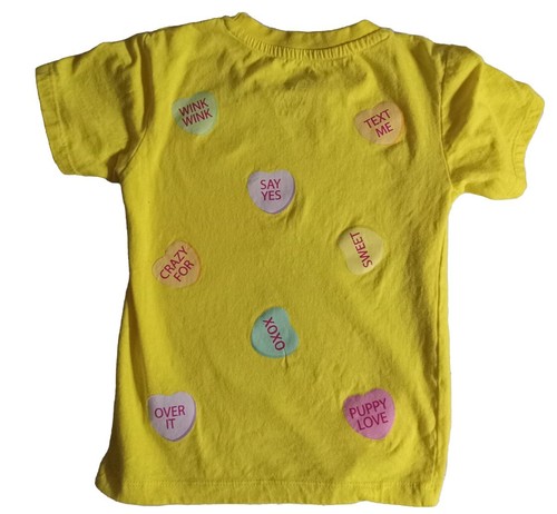 Valentines Day Shirts For Boys/Conversation Hearts #LOVE Yellow Graphic T/S-4T - Picture 3 of 4