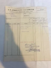 E H Jones  Garantools House Portland Road Hove Sussex  Invoice Denmam clock 