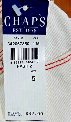 Chaps Girls Shorts Size 5 Cuffed Cream with Red Topstitching 8" inseam Cotton - Picture 9 of 10