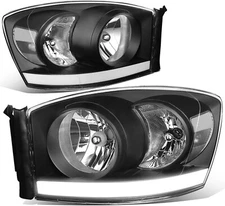 Black LED DRL Headlights Assembly For 2006-2009 Dodge Ram 1500/2500/3500 NEW