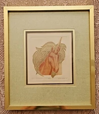 "CHIC UNICORN" ORIGINAL ETCHING BY ROSEY ROSENTHAL 1979 SIGNED & FRAMED