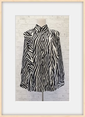Neu Wanssy Damen langarm Bluse schwarz Zebra modisch Größe M 706-5323