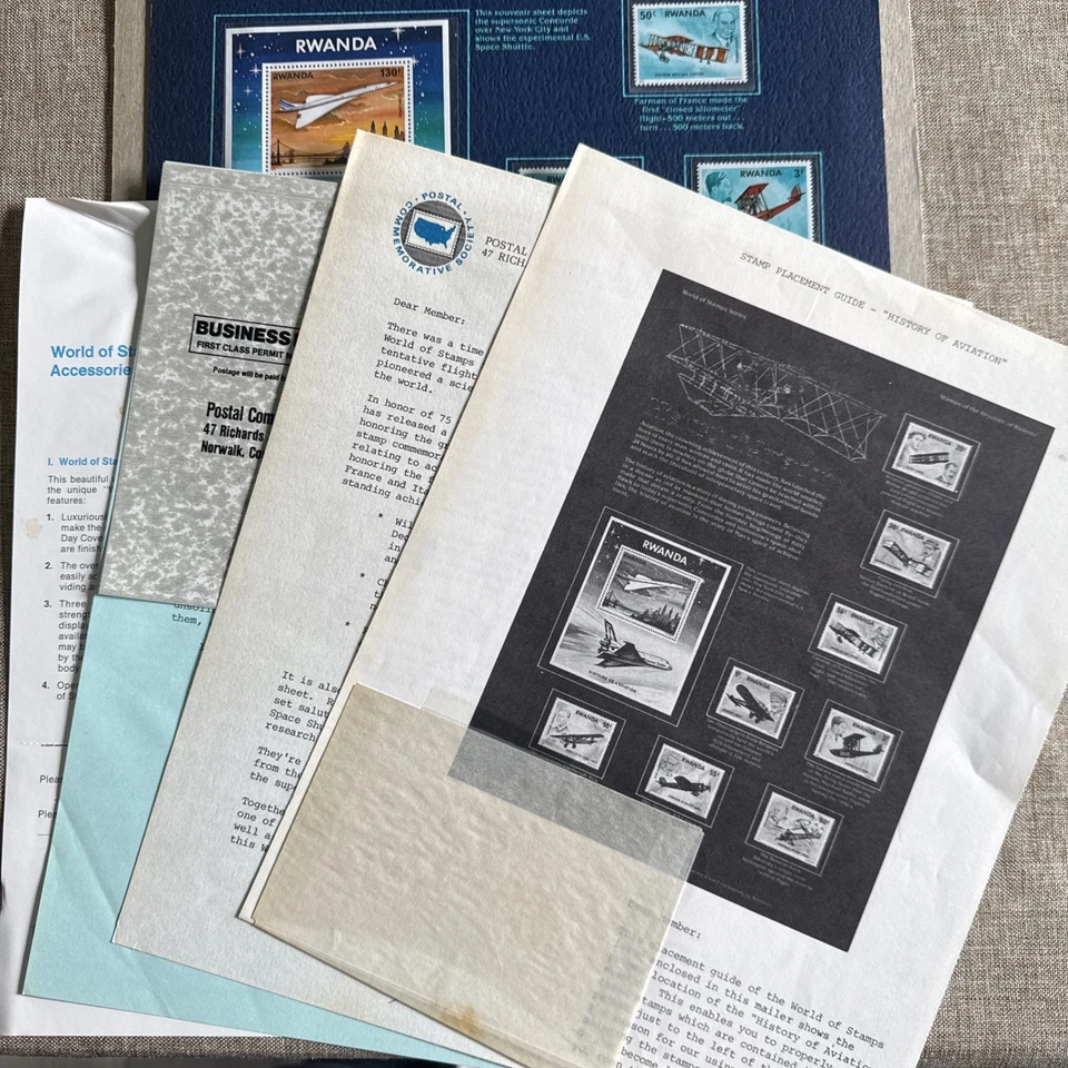 World Of Stamps Series Republic Of Rwanda History Of Aviation Sheet - Image 3 of 3