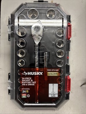 Husky 3/8 in. Drive Ratchet SAE/Metric Standard Socket Set (24-Piece)