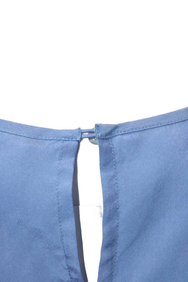 Blusa Joseph Mujer Seda Manga Globo Escote Redondo Abotonada Azul Talla 38 Foto 4 de 4