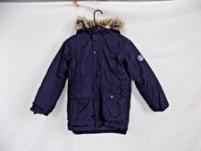 Girls Lands End Size M 8 Navy Zip Up Faux Fur Lined Hooded Parka FLeece Lined