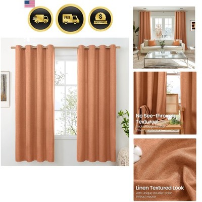 Linen Curtains for Living Room Bedroom 72 Inch Length 2 Panel Set Privacy Lig...