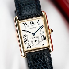 Cartier Tank Louis Cartier 8110 Quartz 18k Herrenuhr - Box + Cartier Service