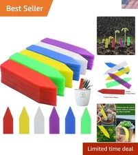 4 x 0.7 Inch Plastic Plant Tags - 120 Multi-Color Waterproof Markers for Gardens