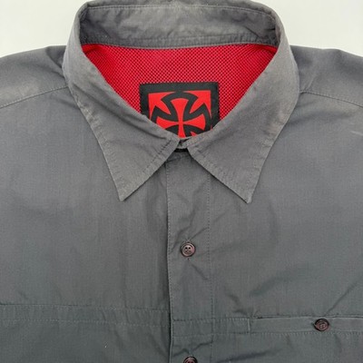Independent Truck Company Shirt Mens Medium Gray Short Sleeve Button Up Skate