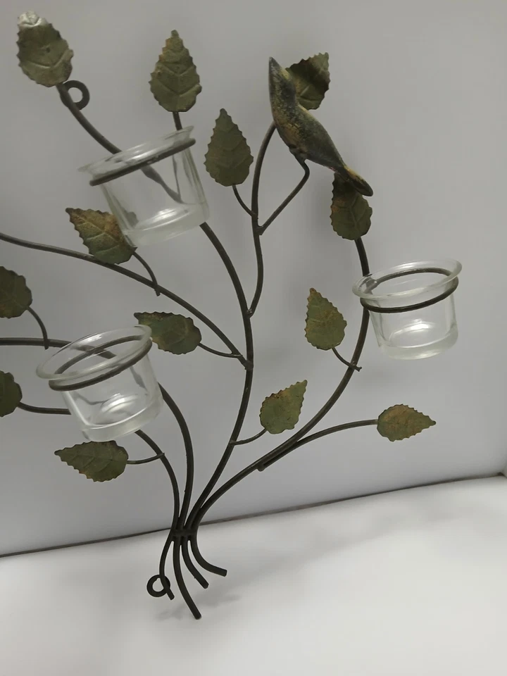 Candelabro de metal rústico para pájaros decoración de pared  Foto 4 de 4