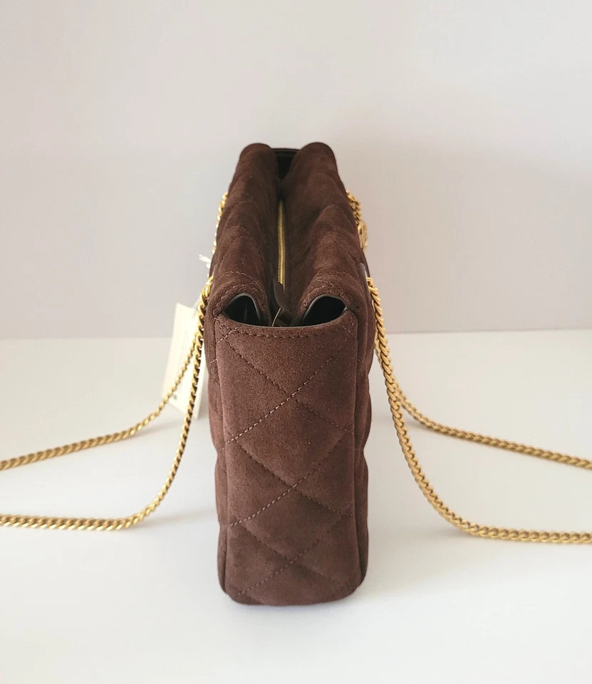 Tory Burch Willa Willa Suede Small Zip Top Tote Dark Cocoa 170068 Shoulder Bag - image 3 of 4