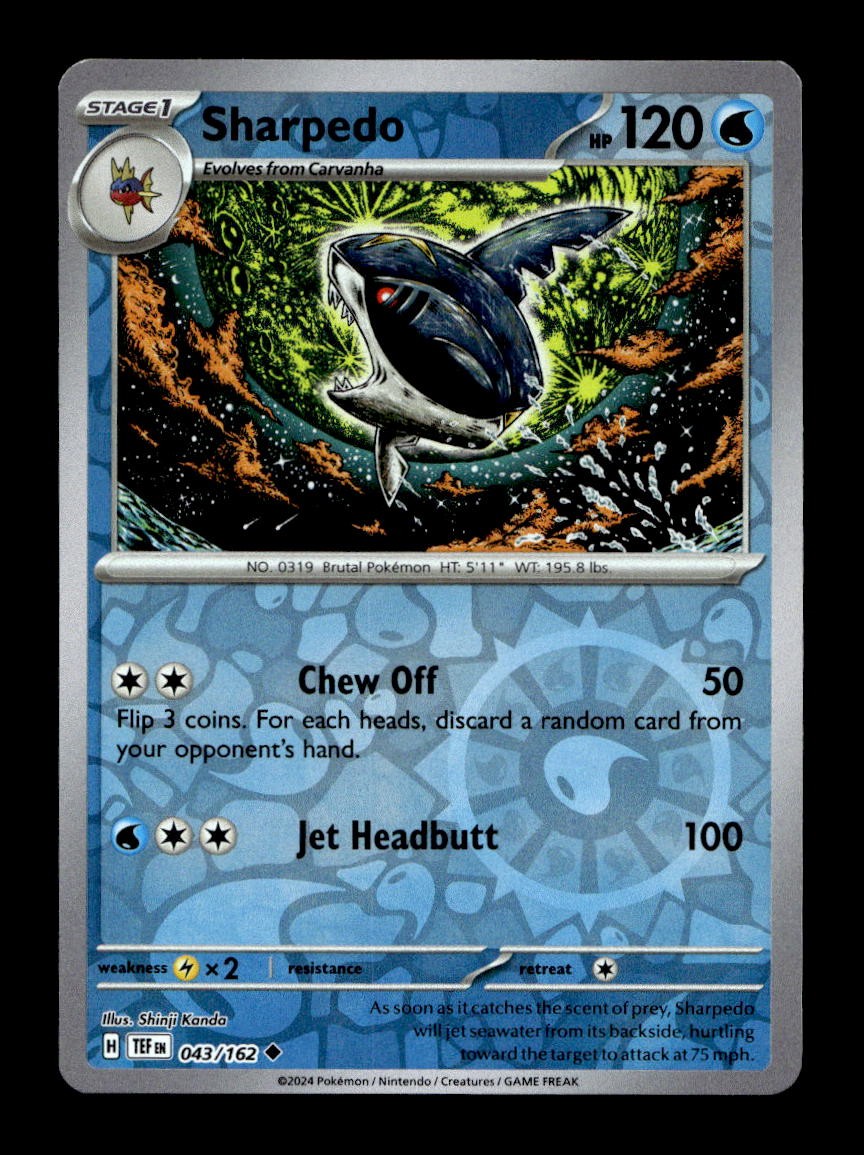 Sharpedo 043/162 Uncommon Temporal Forces Pokemon Reverse Holo Near Mint