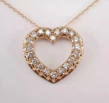 1.50Ct Lab Created Diamond Open Heart Shape Pendant In 14K Yellow Gold Plated