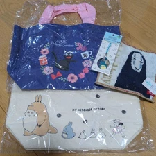 Studio Ghibli 4P Set | Totoro Lunch Bag, Kiki Tote, Spirited Away Towel New